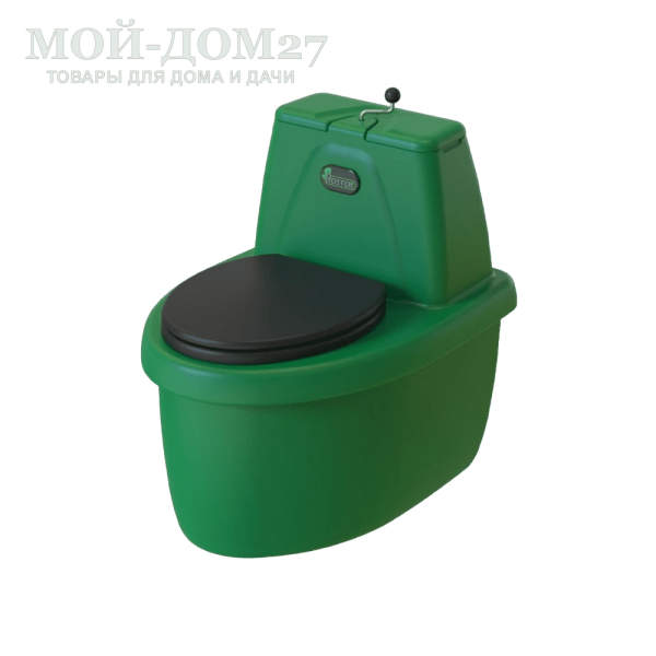 Торфяной туалет Rostok Комфорт 90 Зеленый | Мой-Дом27 | Стационарный торфяной биотуалет зеленого цвета емкостью верхнего бака 25 л. и нижнего бака 90 л.<br>
 Позволяет семье из 4 человек ежедневно использовать его до заполнения на протяжении 1-1,5 месяцев.<br>
Высота сиденья: 45 см